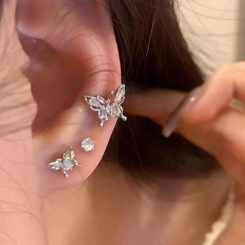 Exquisite and Small Butterfly Stud Earrings Six-piece Set, Simple Design Sense, High-end Sweet Earrings