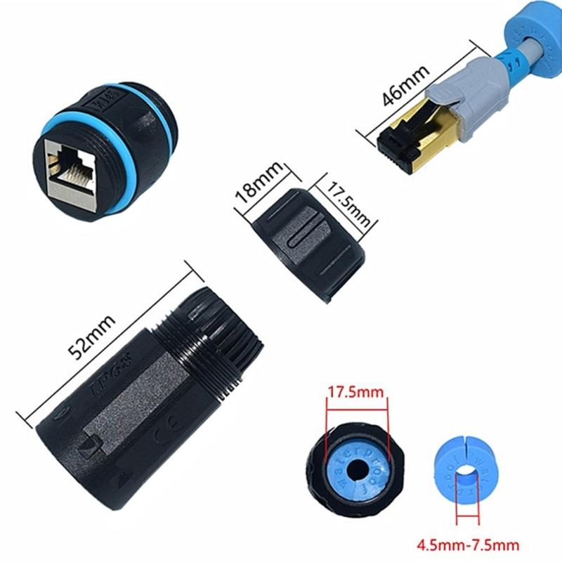 Cat6 RJ45 Ethernet Coupler 1Gbps Data Speed IP68 Waterproof and Dustproof for Networking Connection