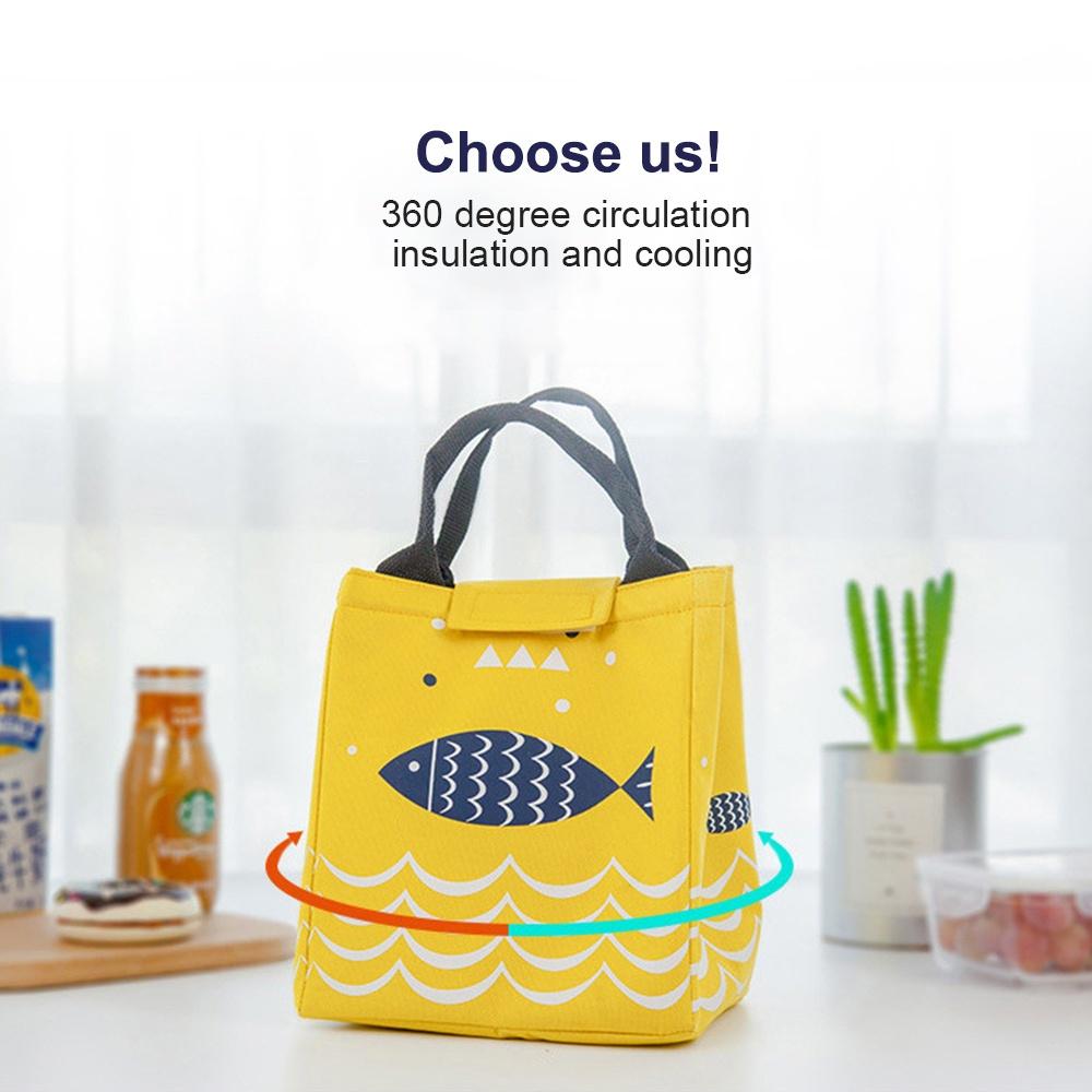 Thick Aluminum Foil Insulation Bag Cute Lunch Small Fish with Rice Bag Handcuffs Waterproof Box Package Picnic Bag Children's Meal Bag