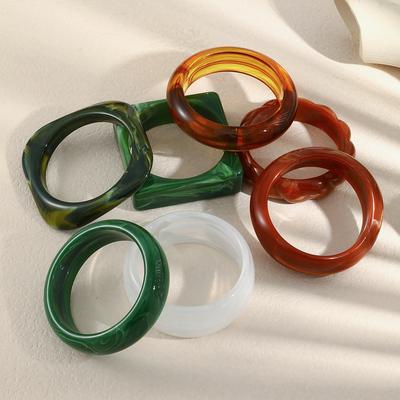 Bohemia Acrylic Statement Irregular Geometric Chunky Bracelet for Women Multi-color Resin Exaggerated Charm Bangle Jewelry Gifts