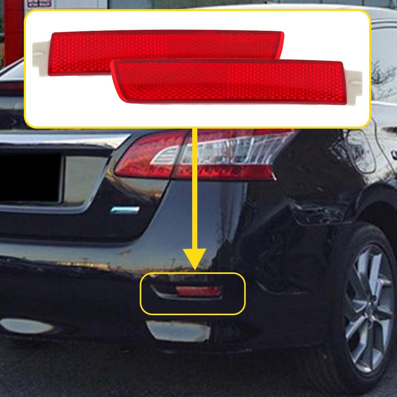 2Pcs/Pair LED Car Exterior Rear Bumper Reflector Tail Brake Stop Running Light For Nissan Sentra 2012-2018 265655C000 265605C000