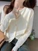 2026 Solid Knitted for Women Cardigan Korean Single Breasted Long Sleeve Jumper Woman Round Neck All Match Cardigans Outwear