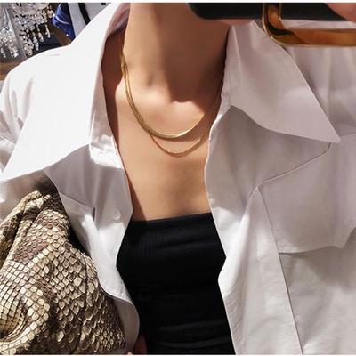 Double Chain Titanium Steel Necklace: European & American Hip-Hop Fashion OL Style Clavicle Chain for Women.