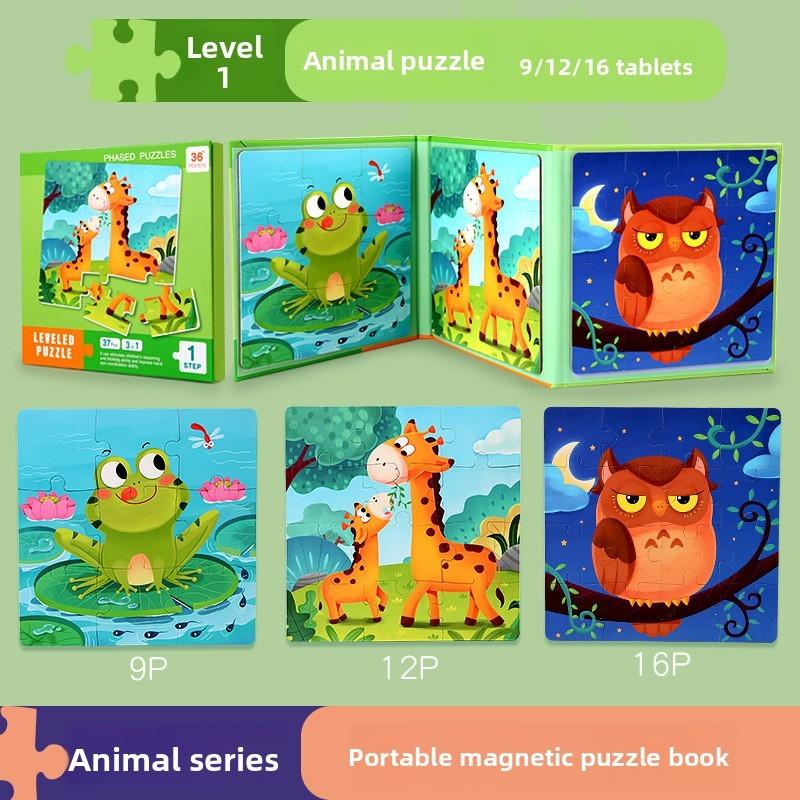 Kids Magnetic Foldable Puzzle Book With Animal Traffic Scenes For Learning Early