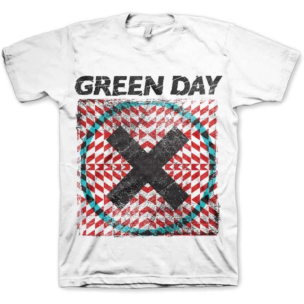 Green Day Men s Xllusion Short Sleeve T-Shirt, White, X-Large S