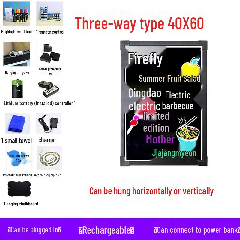 LED Blackboard Stall Display Sign - Luminous Advertising Menu Board