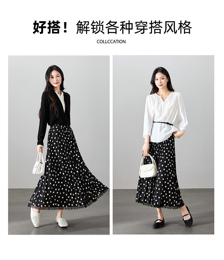 Fashionable Polka Dot Printed High Waisted Skirt for 2026 Spring Versatile Slimming Mid Length A-line Umbrella Skirt