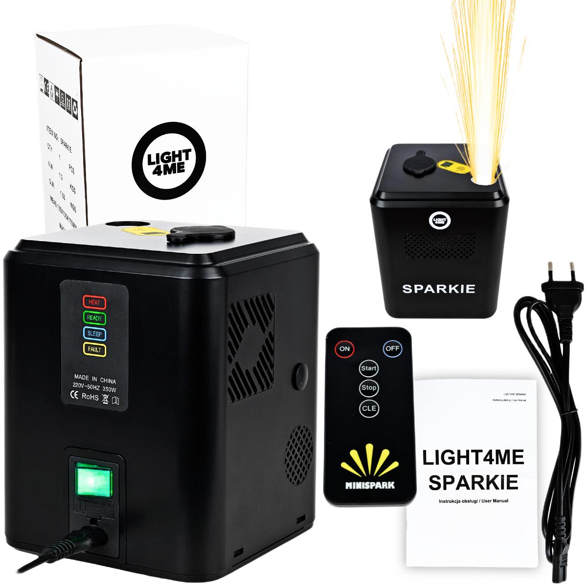 Light4Me Sparkie Generator de Scântei Mașină de Scântei Reci 350W Telecomandă Fără Fir Înălțime Emisie Până la 3,5 M