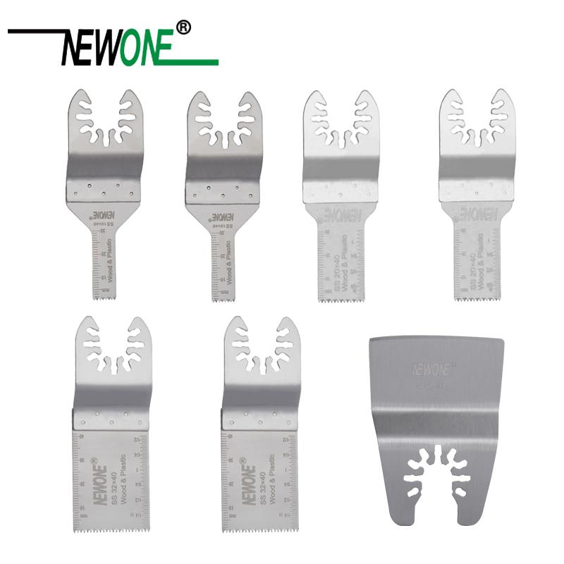NEWONE 7pcs Stainless Steel Oscillating Tool Blade, Multi-tool saw blades Multi Tool Mortar Cutting Saw Blades for tile concrete cutting