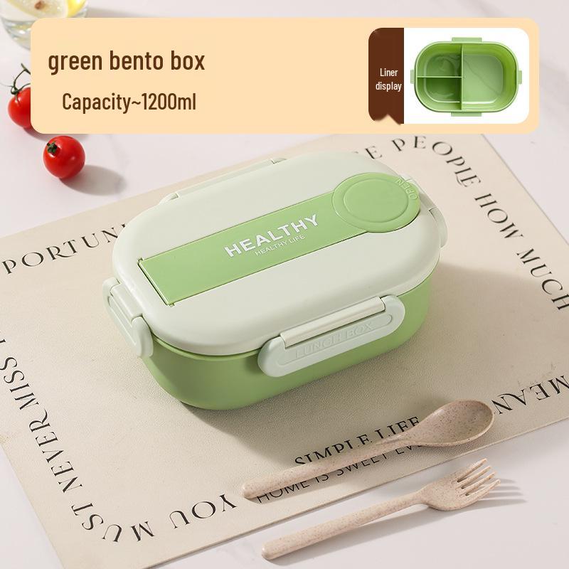 Microwavable Japanese-Style Wheat Straw Lunch Box Set with Compartments for Students and Office Workers