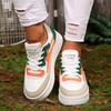 Fashion Sneakers Women's Colorblock Lace-up Breathable Sneakers Woman Campus Sneakers Show Feet Soft Leather Casual Shoes Women