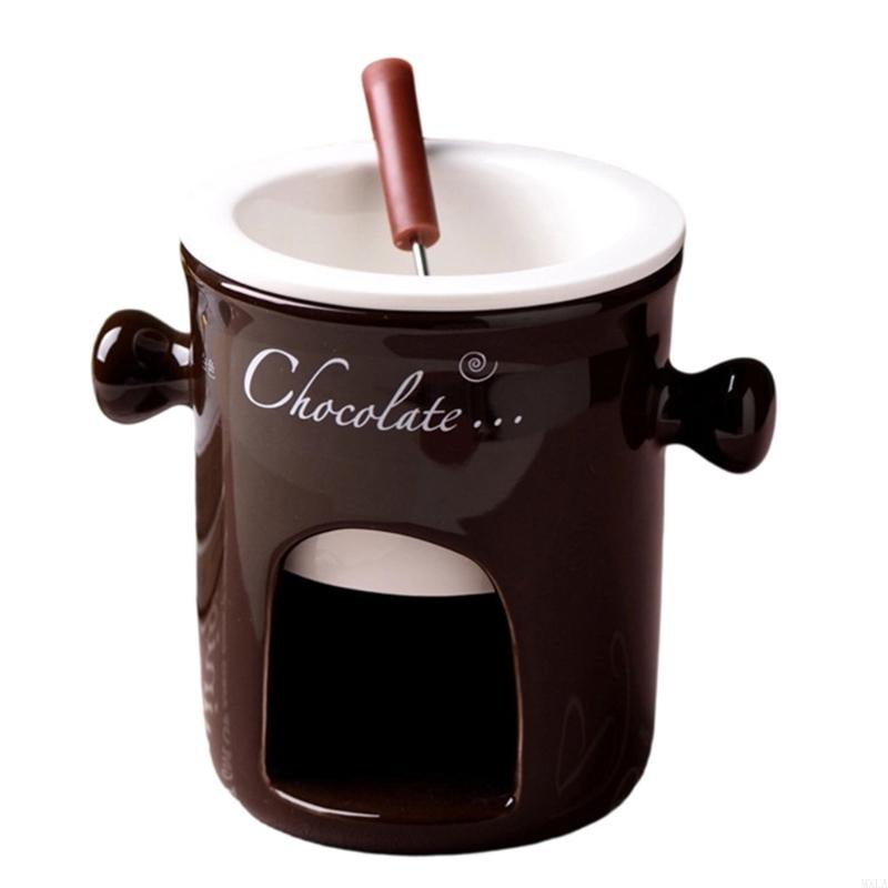Mxla Microwave Safe Ceramic Fondue Cup For Melting Chocolate Cheese Butter And Caramel