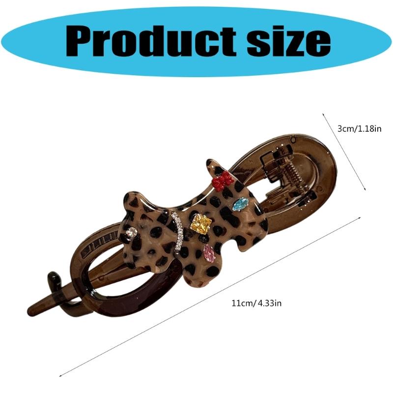Elegant Leopard Print Acrylic Twist Hair Clip Secure NonSlip Hair Grip For Women Girl Daily Hair Styling Accessories