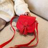 Cute Hook Design Mini Bag PU Leather Tassels Princess Purse Solid Color Crossbody Bag Children Girls