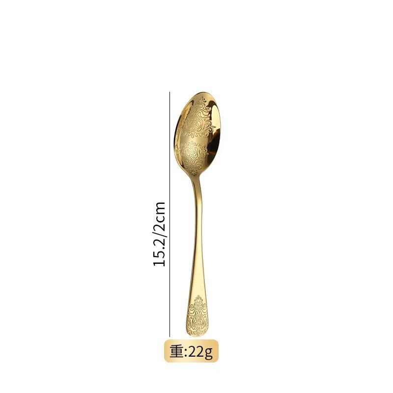 Light luxury pattern stainless steel western food tableware steak knife fork spoon retro mirror set
