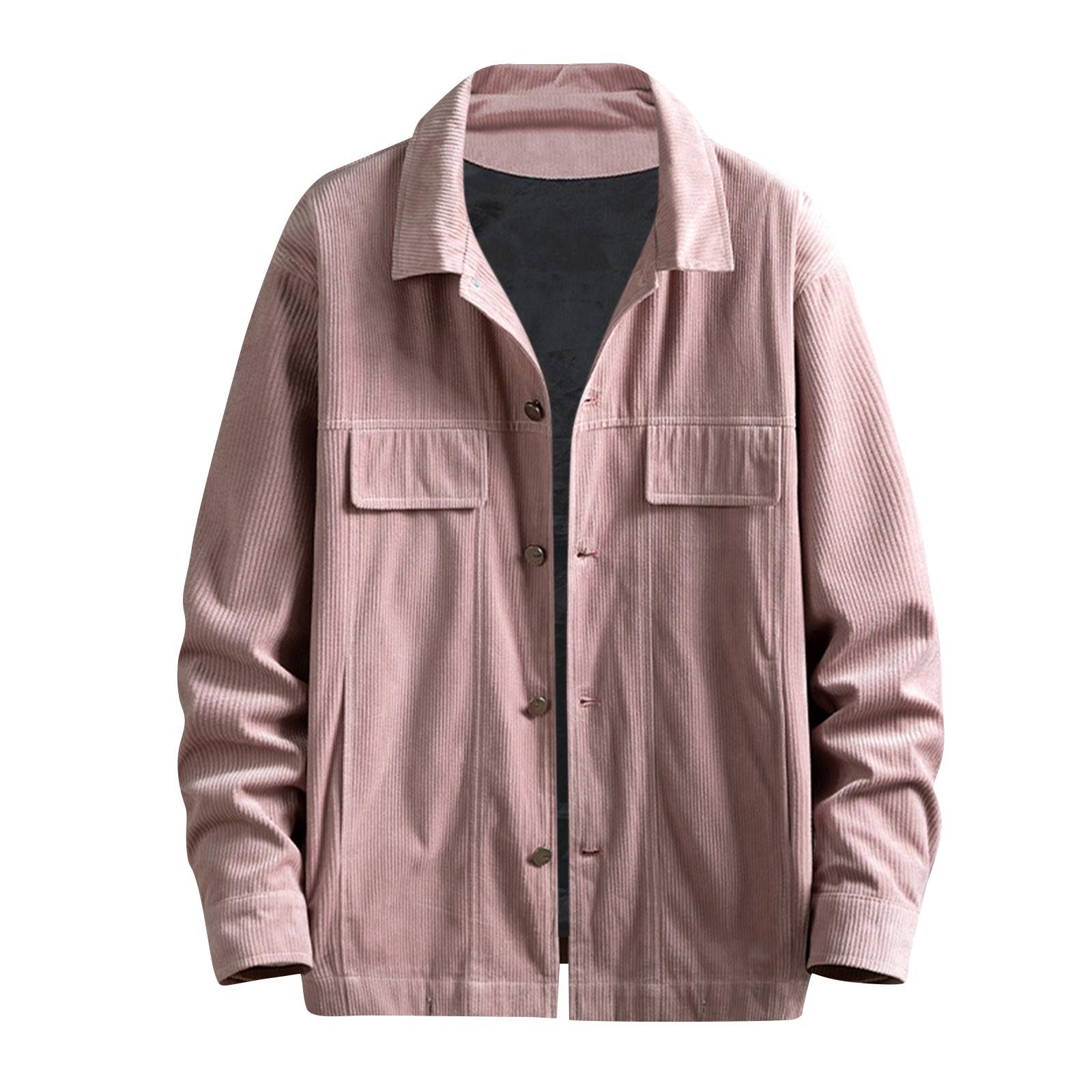 

Осеннее новое вельветовое молодежное трендовое мужское модное повседневное пальто Мужская одежда XXL розовый