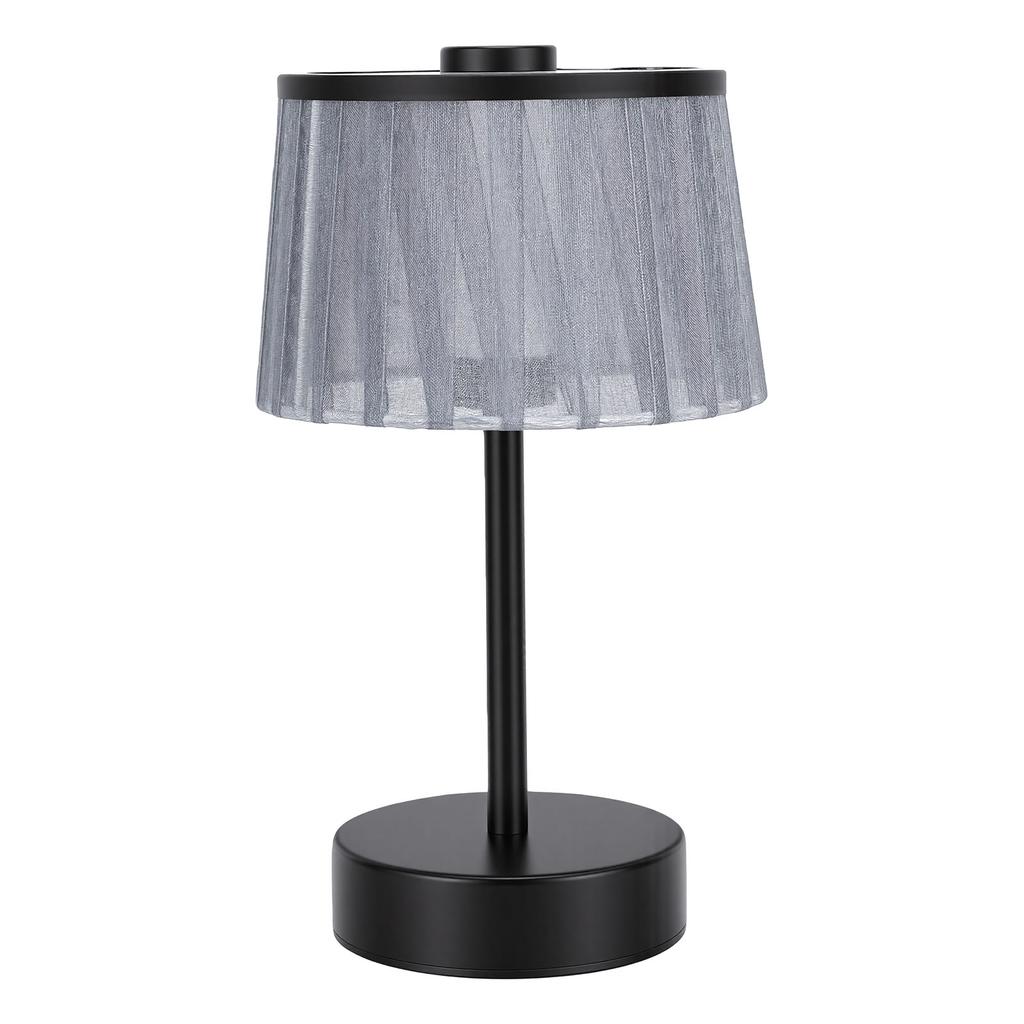 Table Lamp Fabric Shade Small Cordless Portable Bedside Lamp for Bedroom Nightstand