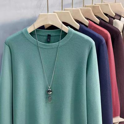 Pull à manches longues en tricot de couleur unie pour homme, pull à col rond, grande taille, pull tricoté ample, garde au chaud, automne et hiver