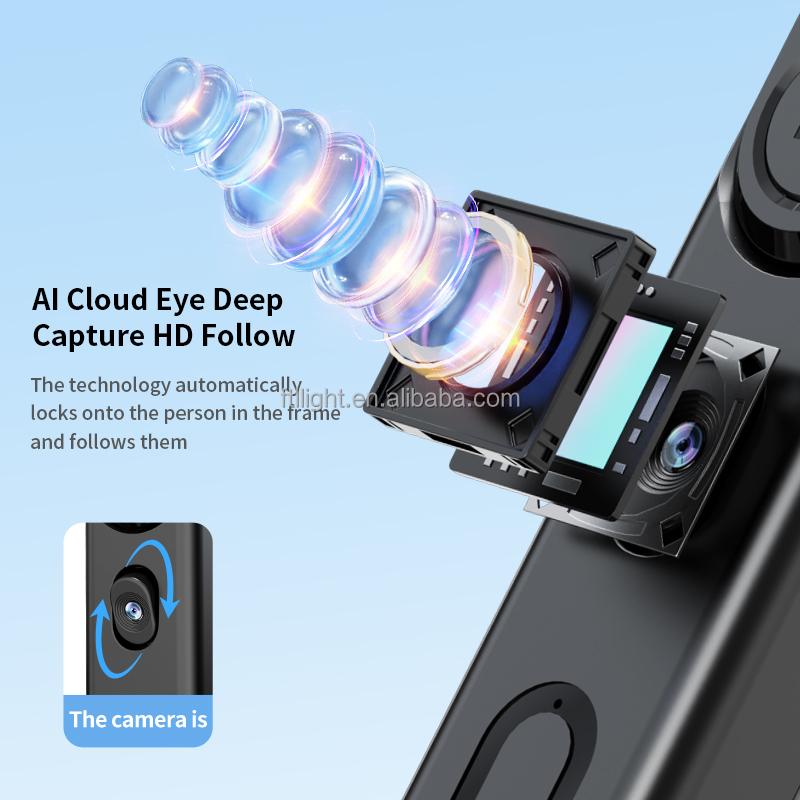 Portable AI Camera Tracking Selfie Stick with Extendable Tripod Rotating Head and LED Light