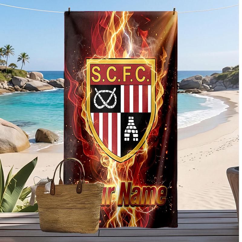 Stoke City FC Personalisiertes Bedrucktes Strandtuch Fußballlogo Unterstützung Benutzerdefinierter Name Text Absorptionsfähiges Handtuch für Sport Reisen Besonderes Geschenk