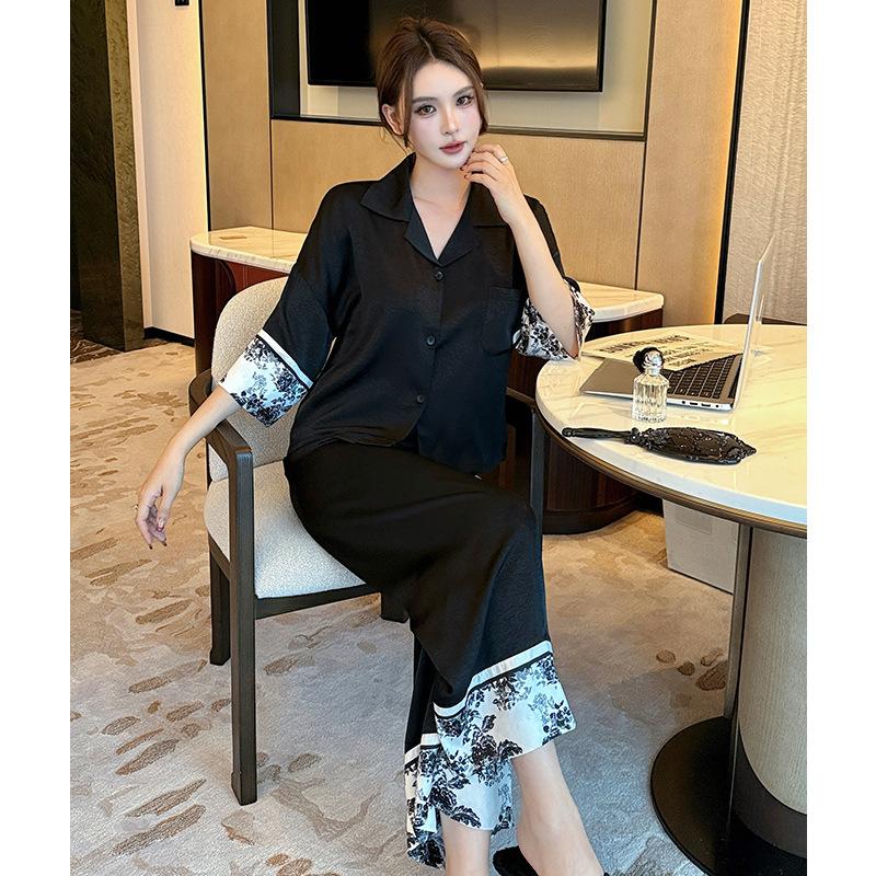 New sweet wind ice silk nightgown women's summer thin breathable cool loose home clothes can be worn outside pajamas