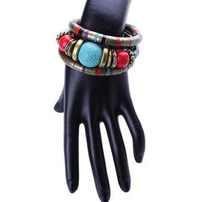 Böhmische Frauen Mädchen Multilayer Türkis Perlen Armreif Armband Schmuck Geschenk
