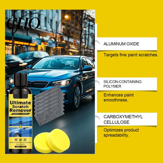 Autolack-Kratzerentferner 1 Set Reparaturkit, 100g Entferner, Schwamm & Tuch, Schnelle Wiederherstellung Glanz Kratzer Flüssigkeit für Fahrzeuge Autos