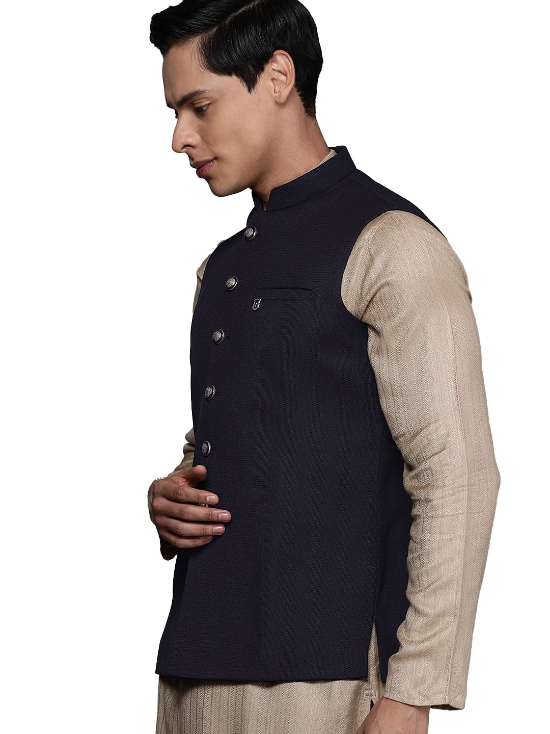 Manyavar Men s Nehru Jacket Blue_M M синий