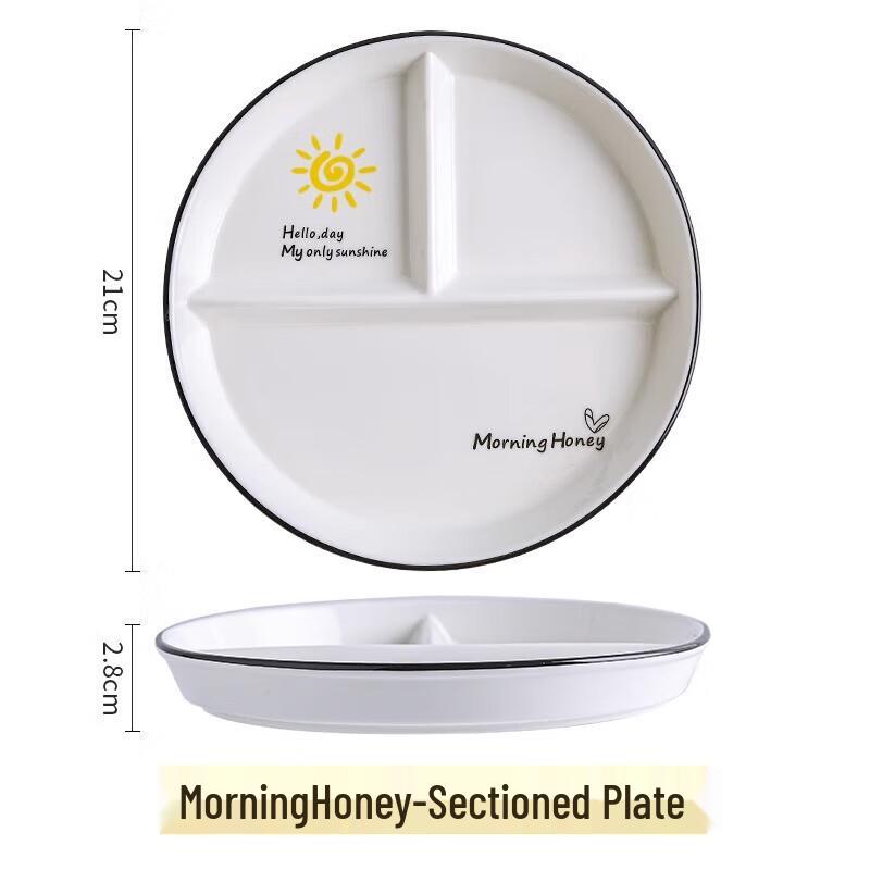8.2-inch Divided Ceramic Portion Plate