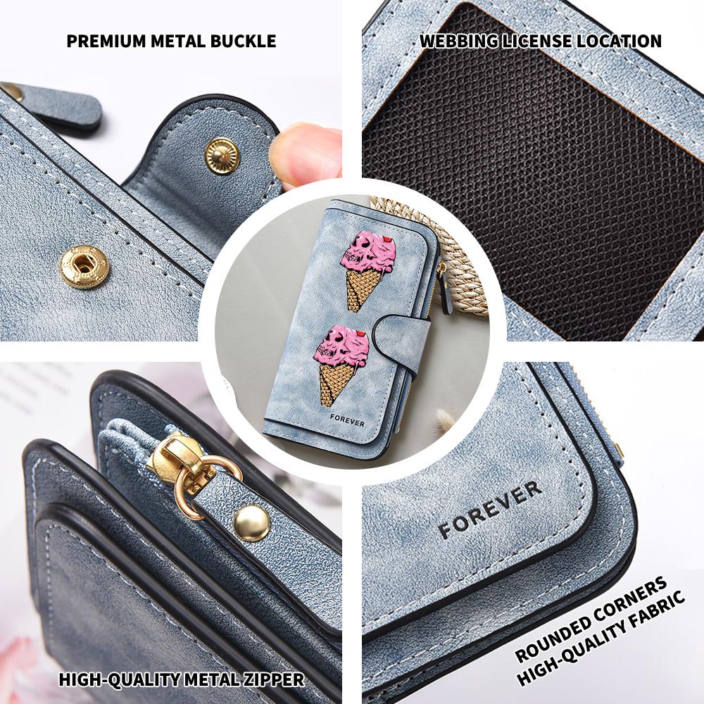 Gothic Skull Ice Cream Printed Long Wallet Fashion Large Capacity Card Holder Cool Pu Leather Purse For Women
