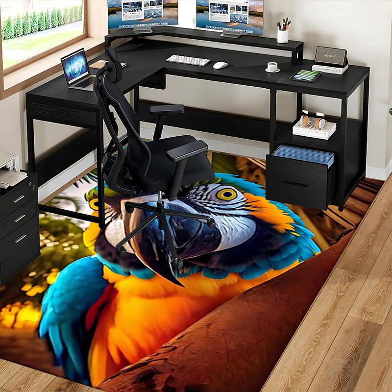 1pc Blue and Yellow Macaw Chair Mat: Anime Cartoon Design Office Rug for Non-Slip Carpet, Suitable for Home Decor, Living Room, Bedroom, Game Room, an