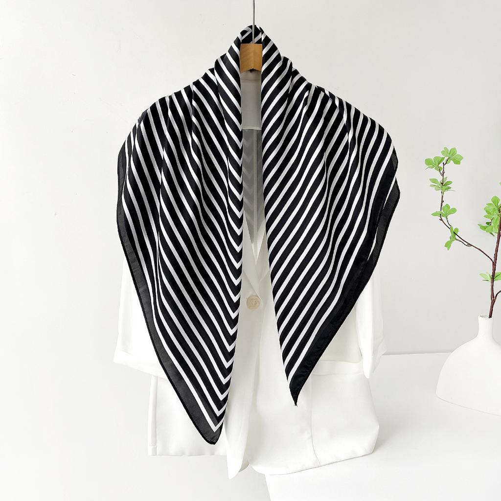 New 91cm silk scarf women's satin chain imitation silk large square scarf high-end spring and summer shawl