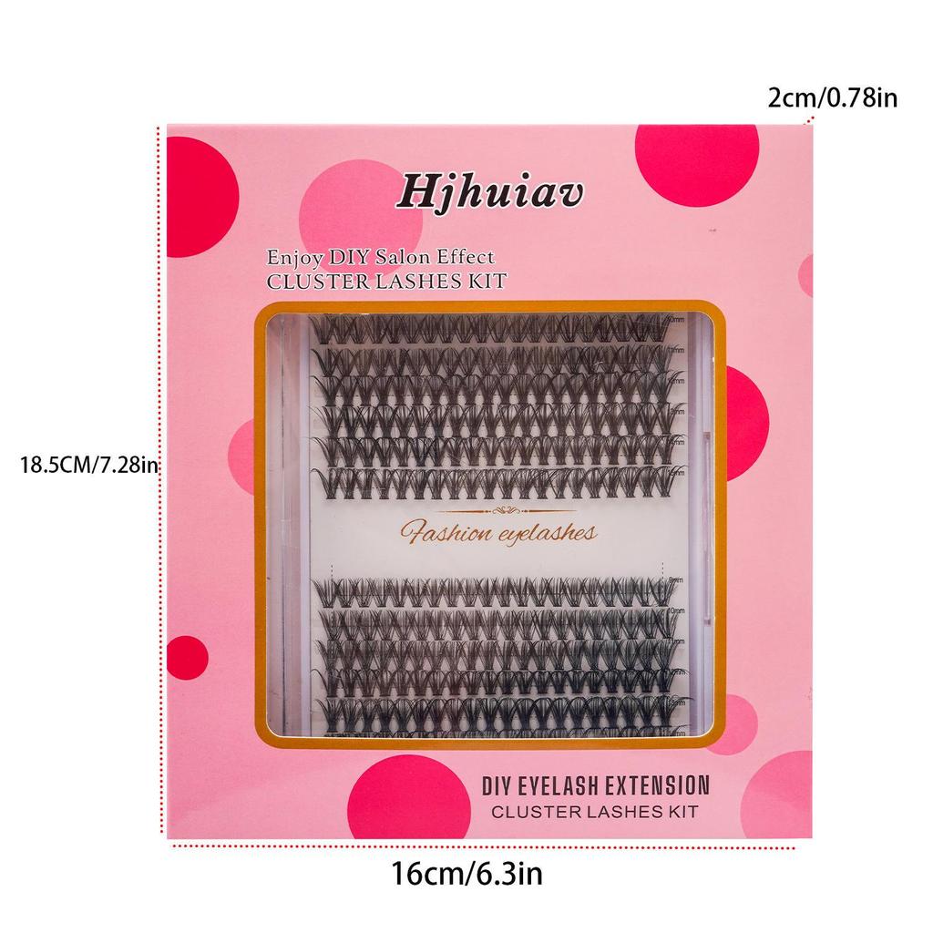 280 Cluster Eyelash Kit with Self-adhesive Glue, Brush, and Tweezers - Large Capacity DIY Set