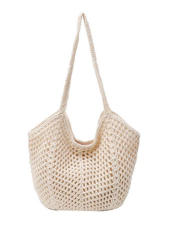 Handmade Woven Heart Tote Bag - Large Capacity Casual Beach Shoulder Bag