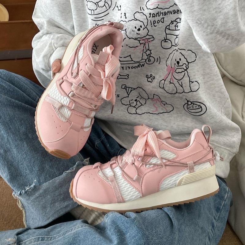 Fashion Women's Sneakers Autumn Lightweight Non Slip Soft Sole Running Shoes Comfortable Fashion Cross Tied Height Increase Casual Shoes