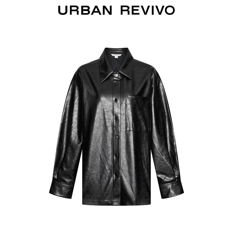 UR 2026 Spring Women's PU Lapel Loose Shirt