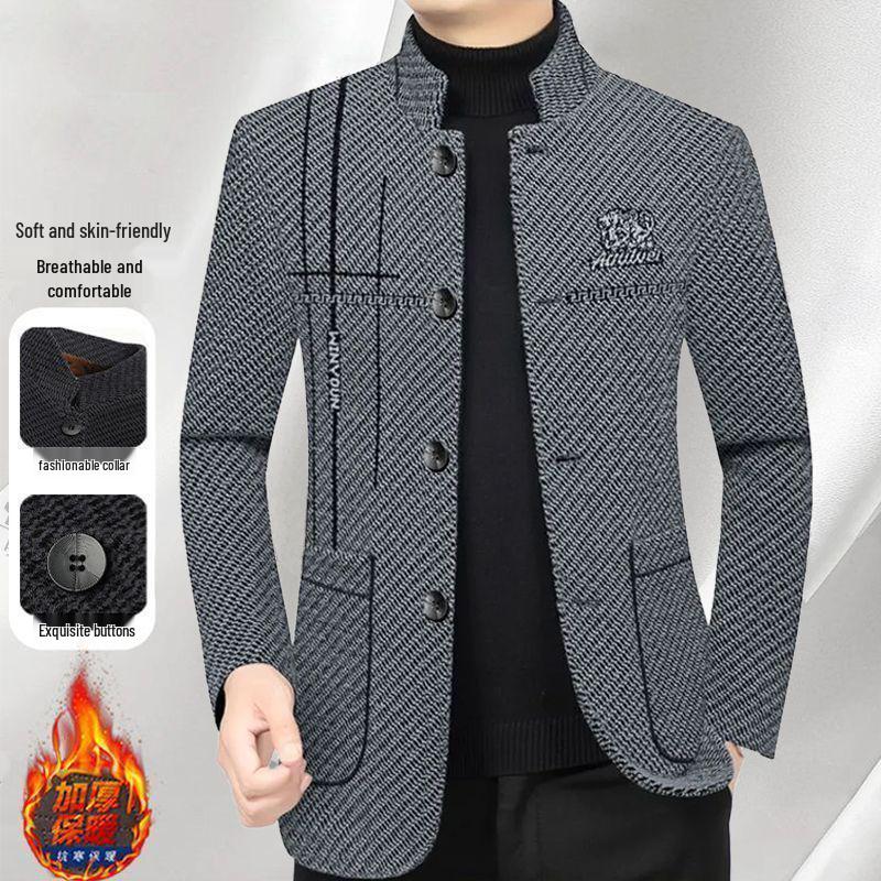 Men's Winter Plus Velvet Korean-Style Wool Jacket – Trendy, Casual, and Versatile Fashion Coat.