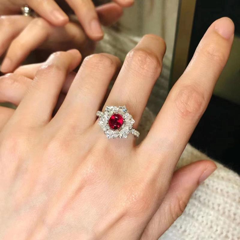 Elegant Pigeon Blood Ruby Jewelry Set: Ring & Necklace - Versatile, Fashionable, and High-Class Feel