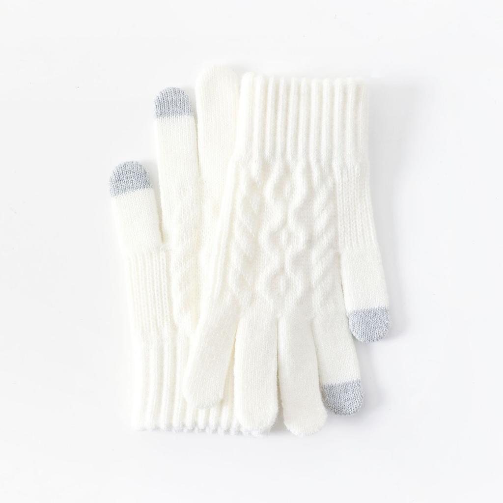 Zesílené pletené podzimní zimní rukavice Kompatibilní s dotykovou obrazovkou Teplé izolační rukavice pro jízdu Jednobarevné Roztomilé rukavice Unisex