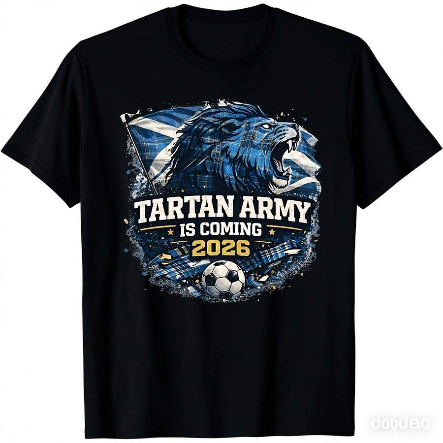 Scotland Football Supporter T-Shirt | Scottish Flag Lion Tee, 2026 Soccer Apparel, Tartan Army Top S