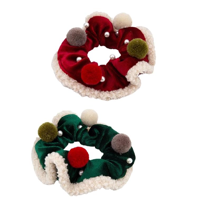 Seasonal Plush Hair Bands Comfortable Hair Scrunchies with Christmas Cheer Festive Hair Decorations for Women