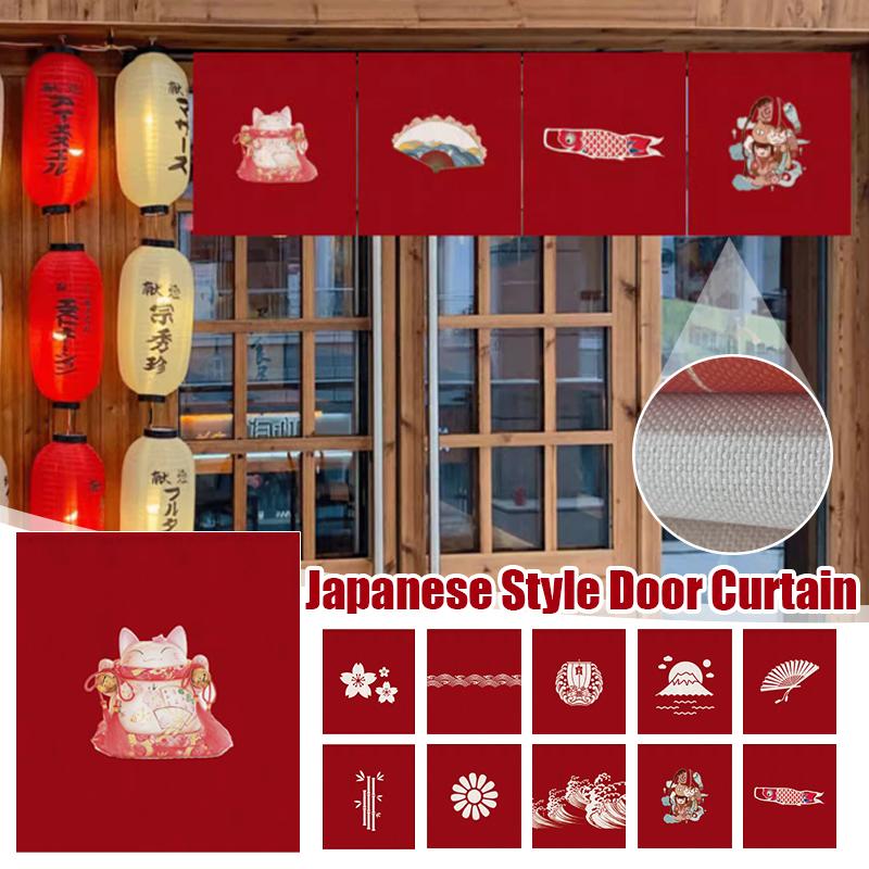 Japanischer Stil Kurzer Vorhang Sakura Wellenmuster Noren Restaurant Sushi Laden Türkopfvorhang Küchentür Durchgang Veranda Trennwand
