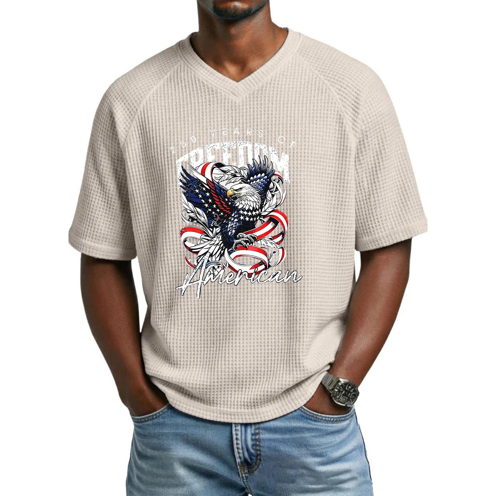 Men s loose and casual patterned letter print T-shirt short-sleeved top L бежевый
