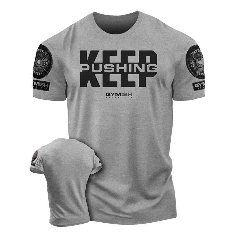 

2025 New Mens Pure Cotton Printed Tshirt Summer Roundneck Fitness Training Wear Plussize Mens Breathable Top S