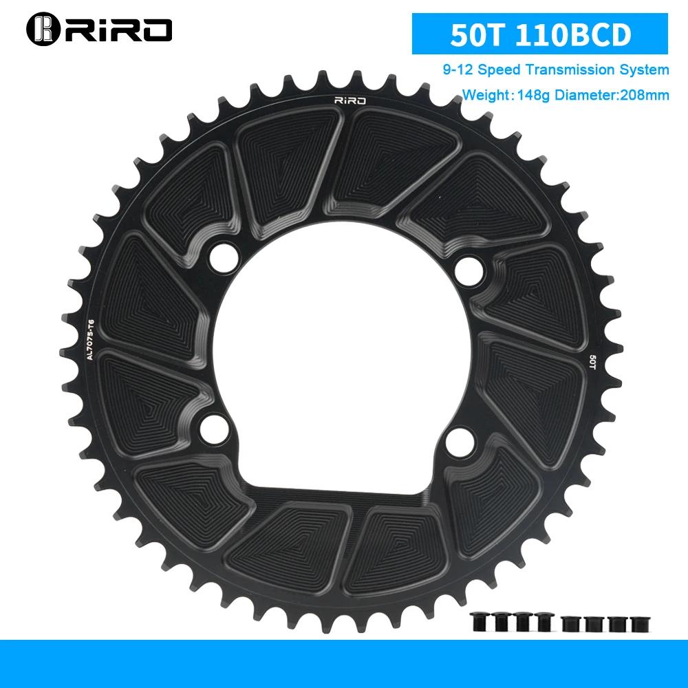 RIRO 4-Bolts 110BCD Single Chainring, 46/48/50/52/54/56/58T Road Bike Chainwheel, Compatible with Shimano 105/FC-R7000/R8000
