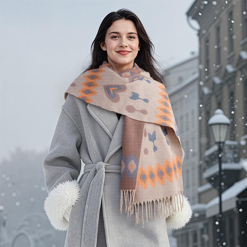 Autumn Winter Scarf Women Pashmina Shawls and Wraps Cashmere Blanket Warm Thick Stoles for Lady Outdoor Bufanda Poncho Stoles