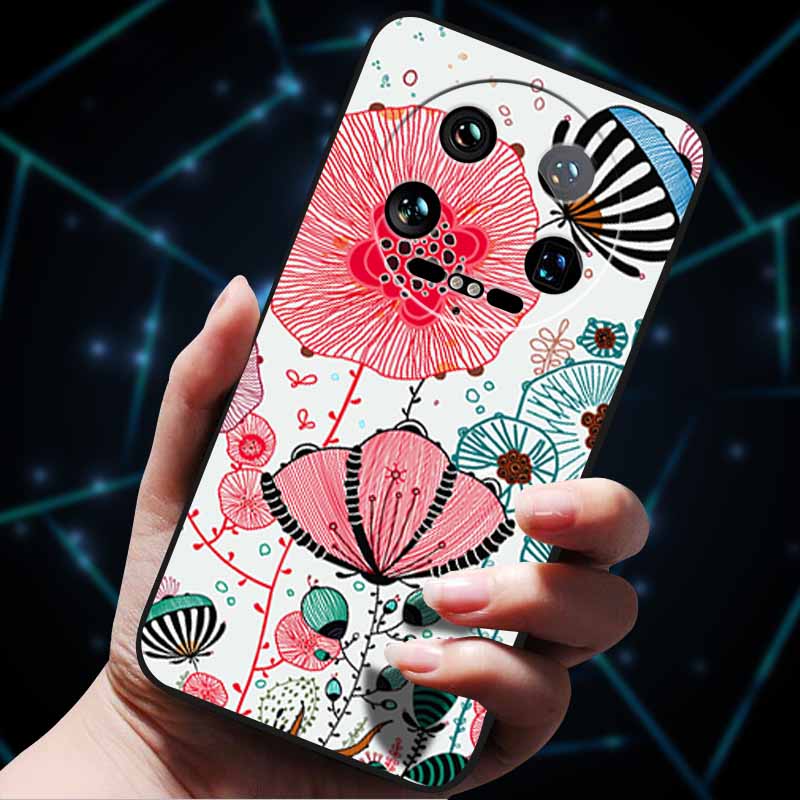 Pour Xiaomi 14 Ultra Coque 15Ultra 13Ultra Pare-chocs Souple en Silicone Fleurs 3D Gaufrées Coques de Téléphone pour Xiaomi 15 Ultra Coque Arrière Funda