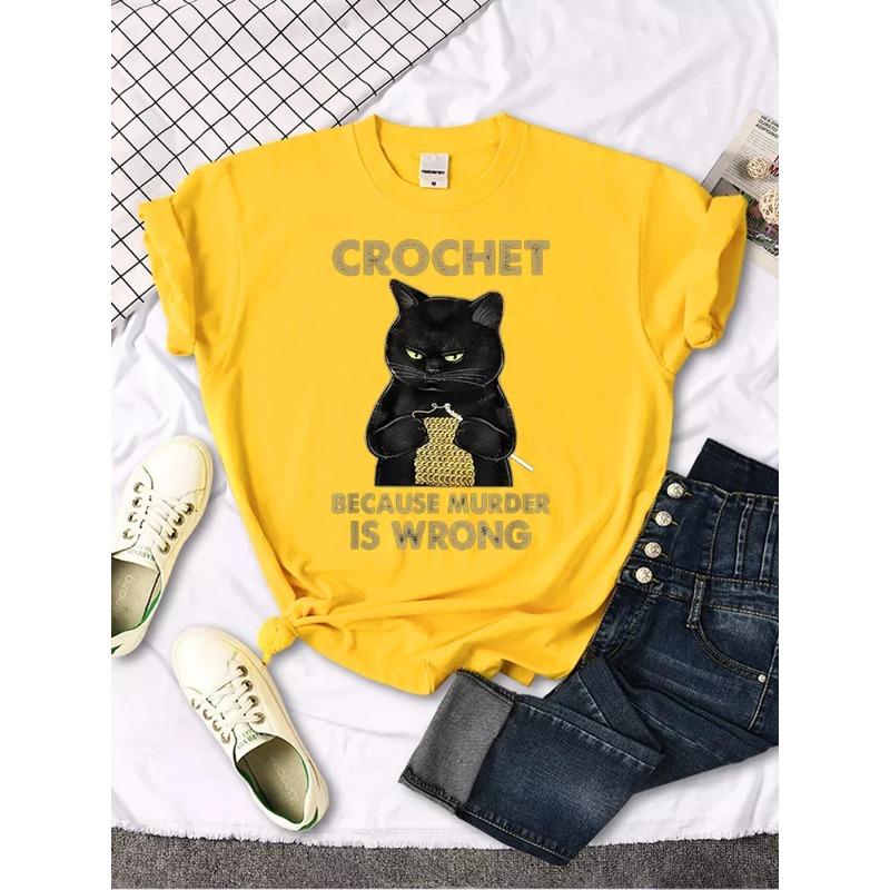 Crochet Because Murder Is Wrong Printing Female Tshirts Manga Summer T-shirt Summer Slim Tees Shirts Sports Slim Women T Shirts