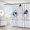 1Pc Elegant Cartoon Hand-Painted Shower Curtain, Made Of Polyester, Bathroom Decoration, Machine Washable, Includes Hooks.