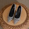 High heels women's stiletto high-end leather women's shoes 2025 spring and summer pointed sexy versatile professional single shoes children